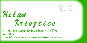 milan krisztics business card